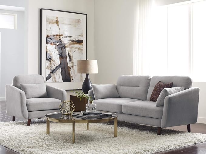 Serta Sierra Living Room Sofas Modern Design Microfiber Upholstered Couch Ideal for Smaller Spaces Arm Chair Smoke Gray