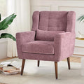Modern Accent Chair Upholstered Arm Chair with Waist Pillow Single Sofa Chair for Living Room Bedroom Small Spaces (Purple)