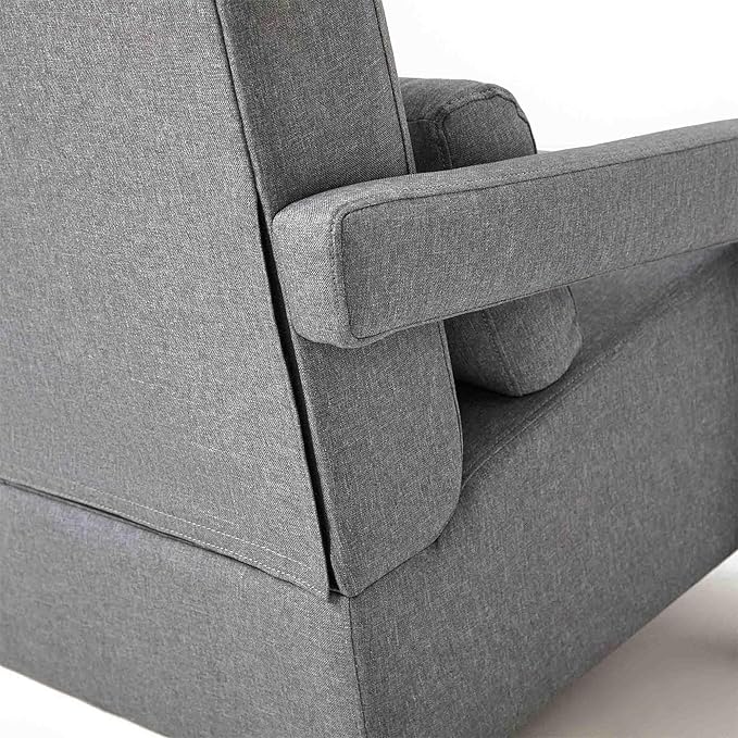 Modern Upholstered Accent Chair with Pillow Comfortable Linen Fabric Living Room Chair Mid Century Bedroom Chair with Pine Wood Frame (Dark Grey)