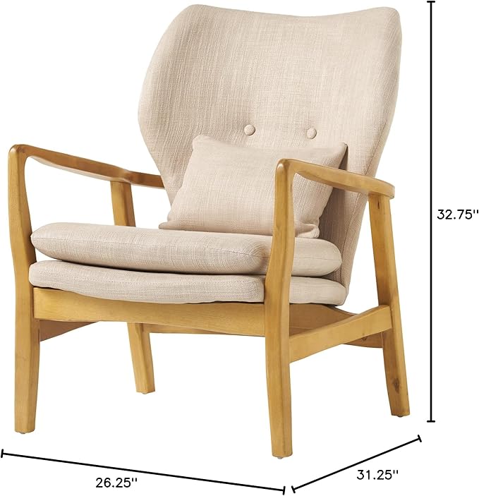 Christopher Knight Home Haddie Wood Frame Club Chair Beige