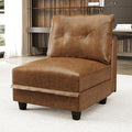 LLappuil Modular Sectional Sofa Middle Module Storage Seat for Customizable Couch Accent Armless Chair Modern Brown Faux Leather