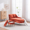 Modern Curved Chaise Lounge Chair Indoor 58 Chenille Lounge Sofa with Left Armrest &amp Lumbar PillowsUpholstered Leisure Recliner Chair with Removable Storage Footstool for Living Room (Red)
