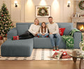 KINGYES 107'' Modular Sectional Sofa L Shaped Cloud Couch for Living Room Modern Boneless Sofa with Chaise for Bedroom Light Gray