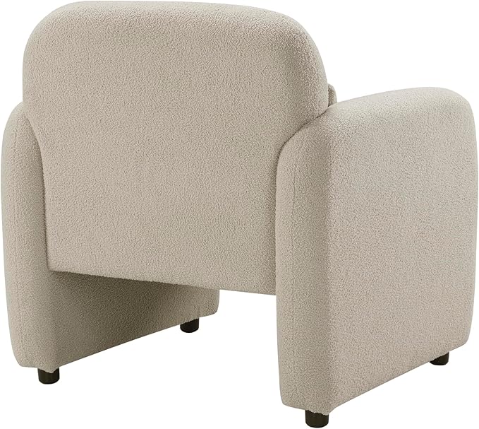Lexicon Modern Accent Single Sofa Chair with Square Armrest Boucle Fabric Upholstered Comfy Reading Chair with Lumbar Pillow for Bedroom/Living Room/Office Taupe