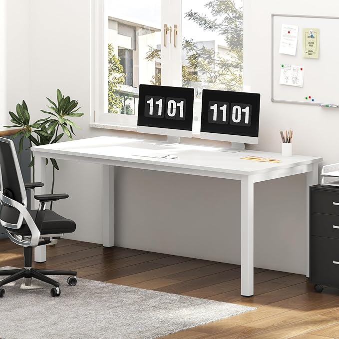 Need Large Computer Desk 70.8 x 31.5 inches Conference Table Large Office Desk Writing Table Workstation for Home OfficeWhite ND-10FJGSAC3-180WW
