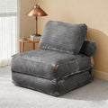 75'' Foldable Sofa BedConvertible Folding Sleeper Chair BedGrey Foldable Single Sofa Foam Filling Couch with Pillow Comfy Corduroy Lazy Floor Sofa for Small Room Bedroom Apartment