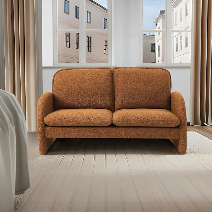 59.05 X 30.7'' Loveseat Sofa Sherpa Lamb Fabric Love Seat Couch Comfy 2 Seater Sofa Upholstered Modern Leisure Loveseat Couches for Bedroom Office Living Room and Apartment