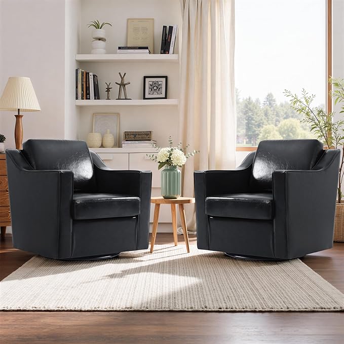 Swivel Accent Chair Modern Round Barrel Arm Chair for Living Room Bedroom Comfy Club Reading Chairs for Adults