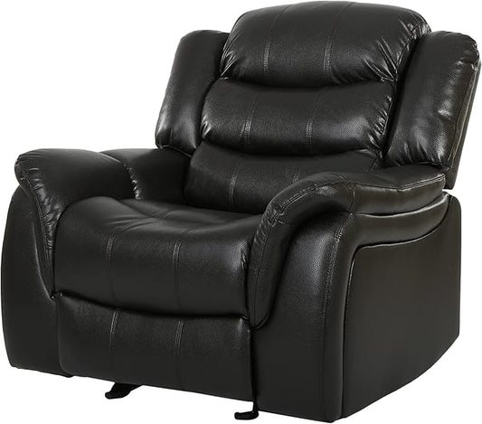 Christopher Knight Home GDFStudio Great Deal Furniture Merit Black Leather Recliner/Glider Chair