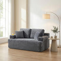Floor Loveseat Boneless Sofa Couch in a Box with Cup Holder and Side Pockets Corduroy Upholstered 2 Seater Cloud Foam Sofa with Deep Seating for Living Room No Assembly | Breathable material Cuphol