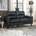 Lexicon Leather Match Loveseat Sofa Modern Couch Sofa Oversized Loveseat Solid Wood Legs Top Grain Leather 2 Seater Couch for Living Room Bedroom Office Apartment Waiting Room Black