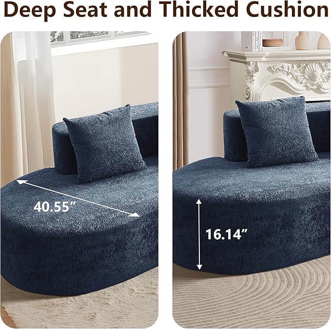 109 Modern Curved Sofa Raindrop Velvet Fabric 5 Seater Curved Shaped Sectional Couch for Living Room Bedroom Office No Assembly
