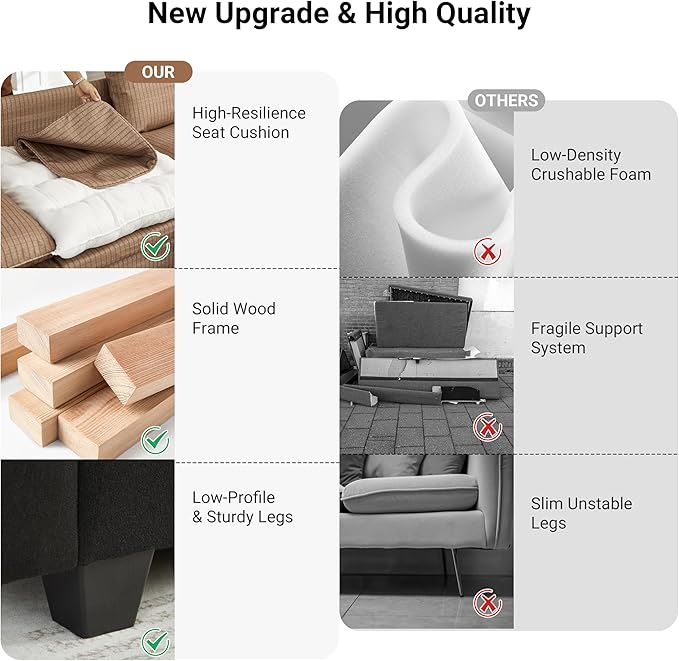 122″ Oversized Modular Sectional Sofa with Movable Ottoman 6-Seat Deep Seat Sofa with Individual Sofa Covers U Shaped Couch for Living Room Bedroom Apartment Fabric Brown Plaid