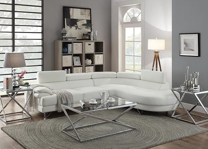 Poundex F6984 Bobkona Isidro Faux Leather sectional