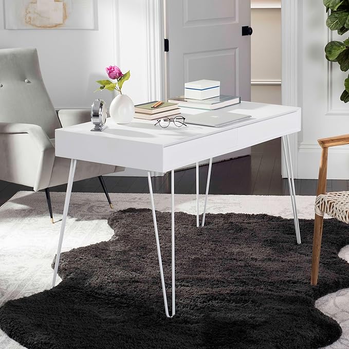 Safavieh Home Collection Cade Mid Century Retro Two Drawer Desk White
