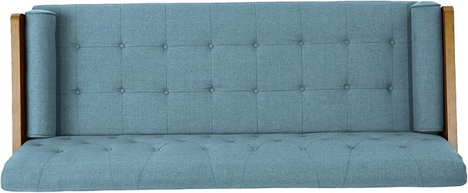Christopher Knight Home Aidan Mid Century Modern Tufted Fabric Sofa Blue