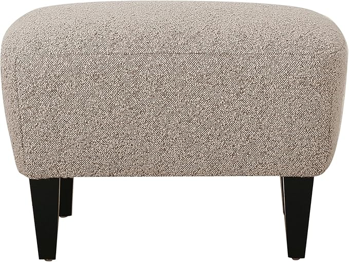 Christopher Knight Home Winnie Boucle Upholstered Wingback Club Chair and Ottoman Set Birch Wood Legs Living Room Accent Armchair with Footrest Bedroom/Reading Room Warm Stone Gray+Matte Black