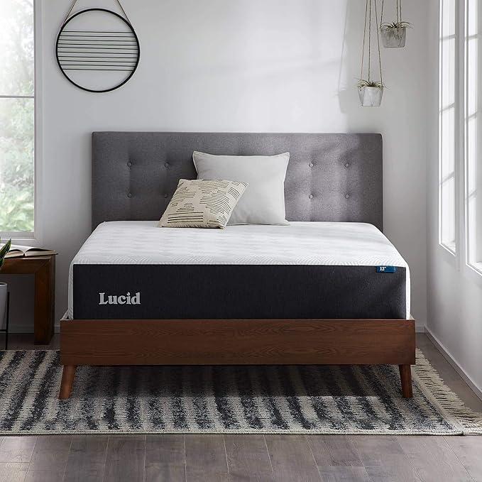 Lucid 12 Inch Memory Foam Mattress - Medium Firm Feel - Infused with Refreshing Bamboo Charcoal and Cooling Gel - Bed in a Box - Temperature Regulating - Pressure Relief - Breathable - Twin Size
