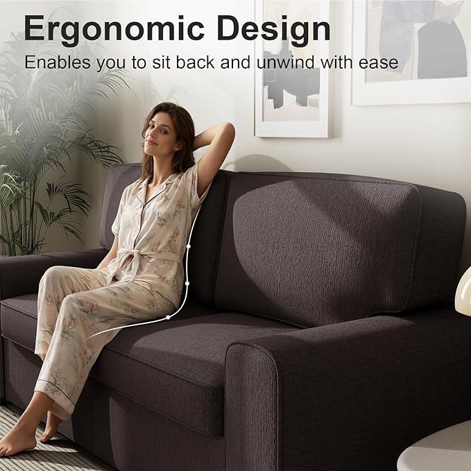 69.6 Modern Loveseat Sofa with Chenille Fabric - Deep Seat 2-Seater Couch Spring Cushion &amp Sturdy Metal Frame Cozy Small Sofa for Living Room Bedroom Office Apartment (Gray) | Loveseat Sofa
