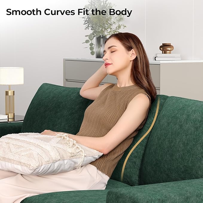 3 Seater Sofa Couch with Deep Seat 90 Modern Upholstered Sofa with Armrests Easy Installation Comfy Couches for Living Room Apartment Green