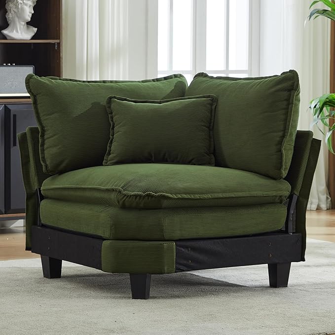 IPKIG Corner Seat Module for Modular Sectional Sofa Corner Module for Customizable Sectional Sofa Couch (Green Corner Seat Module)