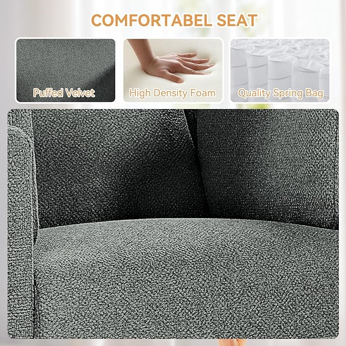 Power Swivel Rocker Recliner Glider Nursery Chair for Adults Modern Leisure Sofa Chair with 2 Pillows for Small Spaces Bedroom Living Room Beige (Light Grey)