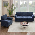 Kingfun WILLOVE 3 Seater Couch Mid Century Modern Sofa Set with Rolled Arms and Deep Seats Fluffy Comfort for Living Room Apartment Easy Assembly Blue