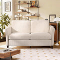 60.6 Corduroy Loveseat Sofa Modern Comfy Couches with Side Pocket 2-Seater Sofa Couch for Living Room Bedroom and Small SpacesBeige