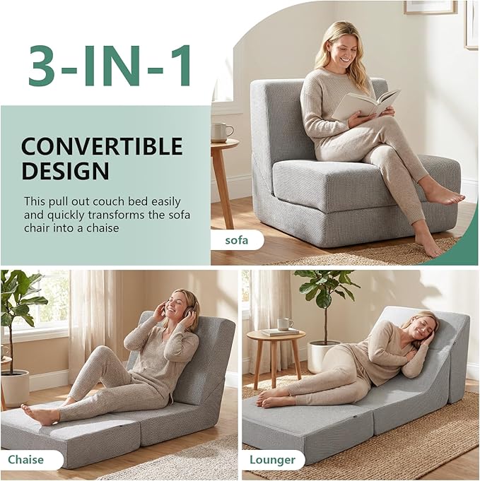 GLCS Folding Sofa BedConvertible Sleeper ChairModern Floor Futon Sofa Couch for Living Room/Dorm/Guest Use/Home Office/Apartment