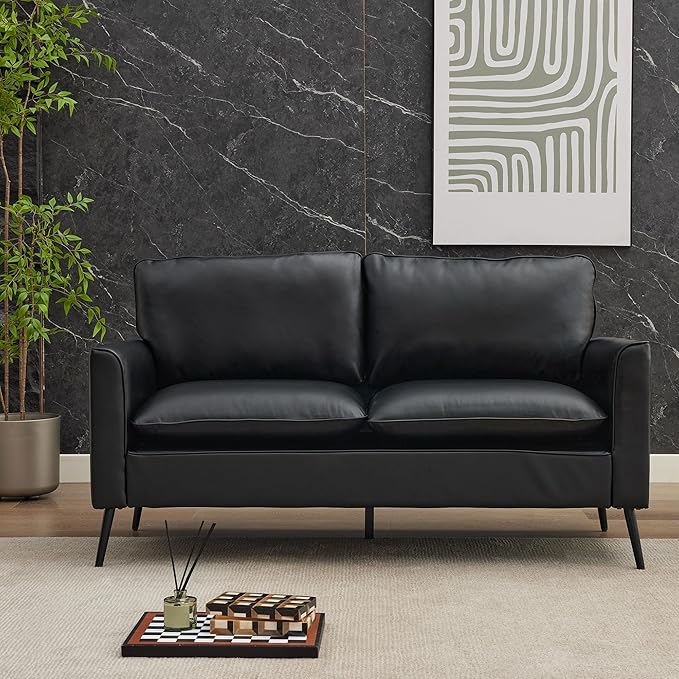 Okeysen Modern Leather Loveseat Set Upholstered Couch for Guest Mid-Century Accent Chairs for Living Room Comfy Couches for Small Spaces Sofa Chair Reading Chair for Waiting Room.