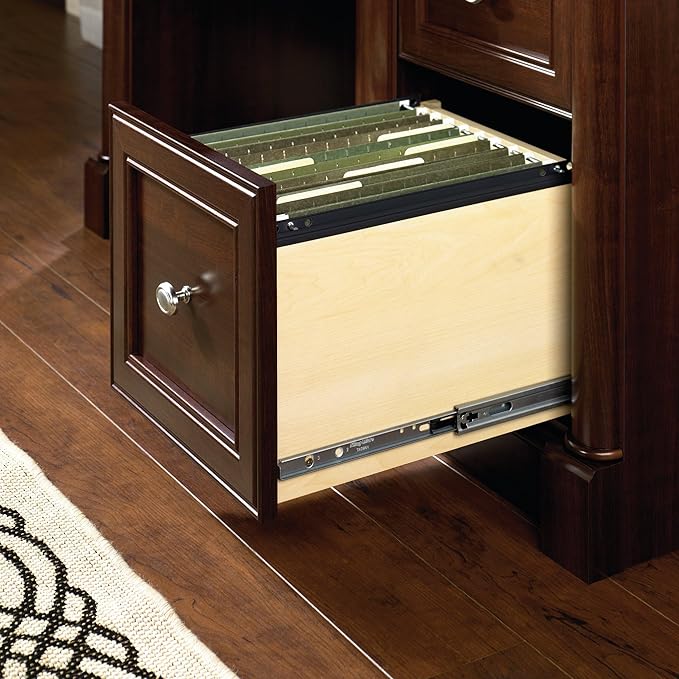 Bowery Hill Engineered Wood Computer Desk 53.1W x 23.5D x 30H Cherry Finish 3 Drawers with Keyboard Tray Durable Laminate Construction Rectangular Home Office Desk for Modern or Transitional