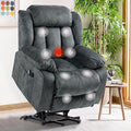 cinkehome Power Lift Recliner Chair for Elderly with Heated Massage Electric Lift Chairs Overstuffed Reclining Chair with Remote Control and Side Pockets for Living Room Bedroom (Velvet Gray)