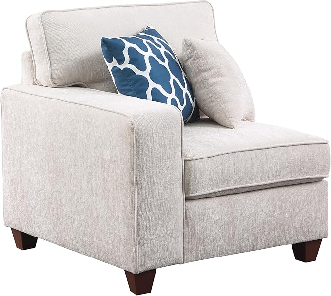 Ball &amp Cast 127 L-Shaped Sectional Couches for Living Room with Movable Ottoman2 Cup Holders &amp USB Ports7 Seat Chenille Upholstered Sofa W/6 Throw Pillows &amp Hidden Storage BoxDIY Combi