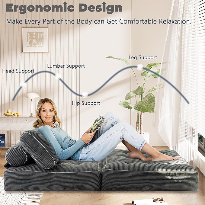 Folding Sofa BedConvertible Sleeper Chair for Adults Folding Sofa Bed Foam Filling Couch with PillowSleeper Chairs Single Size Floor Mattress
