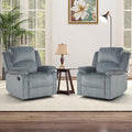 CANMOV Manual Recliner Chair Set of 2 Soft Fabric Overstuffed Recliner Single Sofa Chair for Living Room Heavy Duty and Safety Reclining Mechanism (Blue Grey)