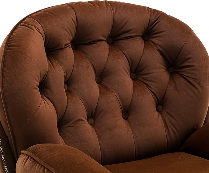 Accent Chair TV Chair Living Room Chair with Ottoman-Brown