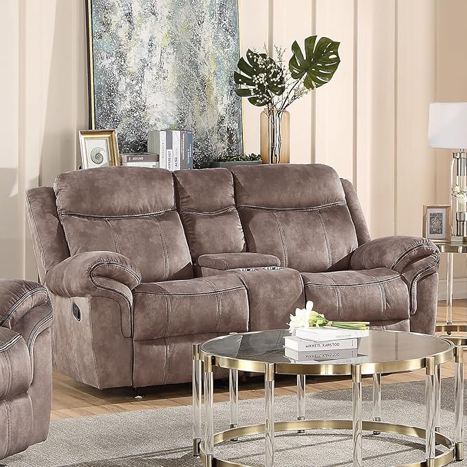 Acme Zubaida Reclining Loveseat with USB Dock and Console in Chocolate Velvet