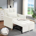 70'' Convertible Chair Bed Extra Long Teddy Fabric Single Pull Out Sofa Bed 4 in 1 Adult Sleeping Chair Recliner Chair with Pillow Adjustable Backrest Beige