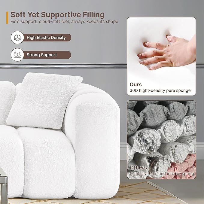 84 Boneless Couch No Assembly Required Loveseat Sofa Modern Deep Seat Cloud Couch Modern Compressed Sofa Oversized Upholstered 3-Seater for Living Room Bedroom