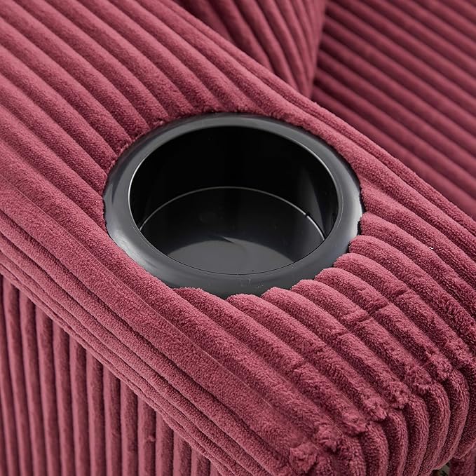 76.8 L-Shaped Sleeper Sofa with Storage Ottoman USB Ports Cup Holders&ampLED Lights Side Pockets Comfy Corduroy Modern 3-Seater Small Couch Bed for Living Room with 2 Throw Pillows (Wine Red)