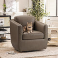 COLAMY 360° Swivel Accent Chair with Pillow Leather Living Room Armchair No-Sag Foam &amp Sturdy Metal Base Fully Assembled Swivel Accent Single Sofa for Bedroom Living Room Reading Room Wolf Gre
