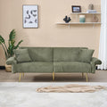 Green 79 Convertible Futon Sofa Bed with Adjustable Backrest &amp Armrests Modern Corduroy Folding Loveseat Sleeper Couches with Two Soft Pillows for Living Room Apartment Office (Green)
