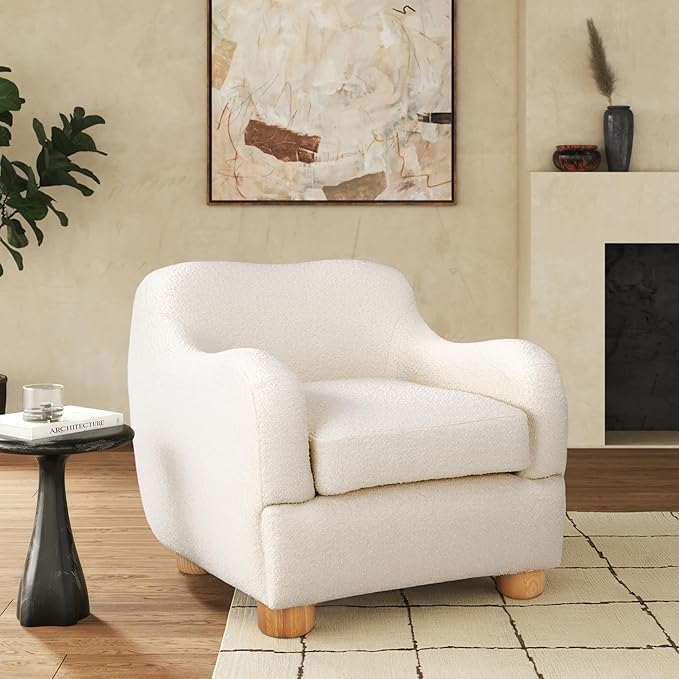 SAFAVIEH Couture Collection Dyanna Ivory/Natural Boucle Accent Chair