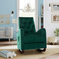 Cozy Velvet Reclining Rocking Chair with Side Storage Pocket Comfortable Button Tufted Rocker Elegant and Functional Rocking Recliner Chair Ideal for Living Room &amp Nursery Emerald
