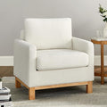 VANOMi Accent Chair 29.5 Reading Chair Modern Living Room Chair with Thick Cushion&ampWood Base Comfy Upholstered Boucle Armchair Single Sofa for Bedroom Office White