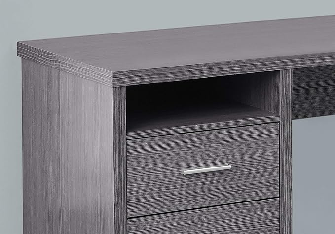 Monarch Specialties I 7257 Computer Desk Home Office Corner Left Right Set-up Storage Drawers 80L L Shape Work Laptop Metal Laminate Grey