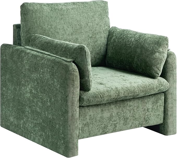 VEVOR Oversized Accent Chair Armchair with Padded Arms Comfy Single Sofa Chair Modern Reading Lounge Chairs for Living Room Bedroom Green