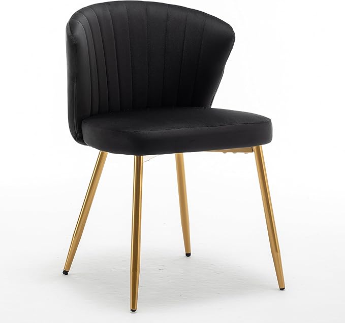 Modern Velvet Accent Chair for Living Room Bedroom Entryway or Small Spaces with Channel-Tufted Design Comfortable and Trendy Armless Seat Black