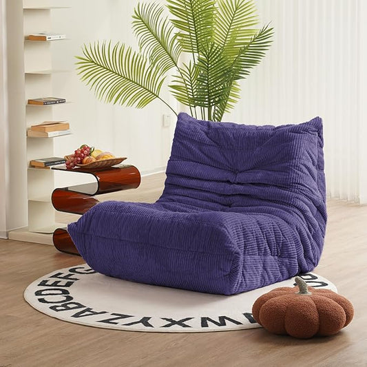 N&ampV Fireside Chair Mid Century Armless Floor Sofa Soft Premium Corduroy Floor Lounge Chair Foam Sofa for Living Room Bedroom and Office (Future Dusk)