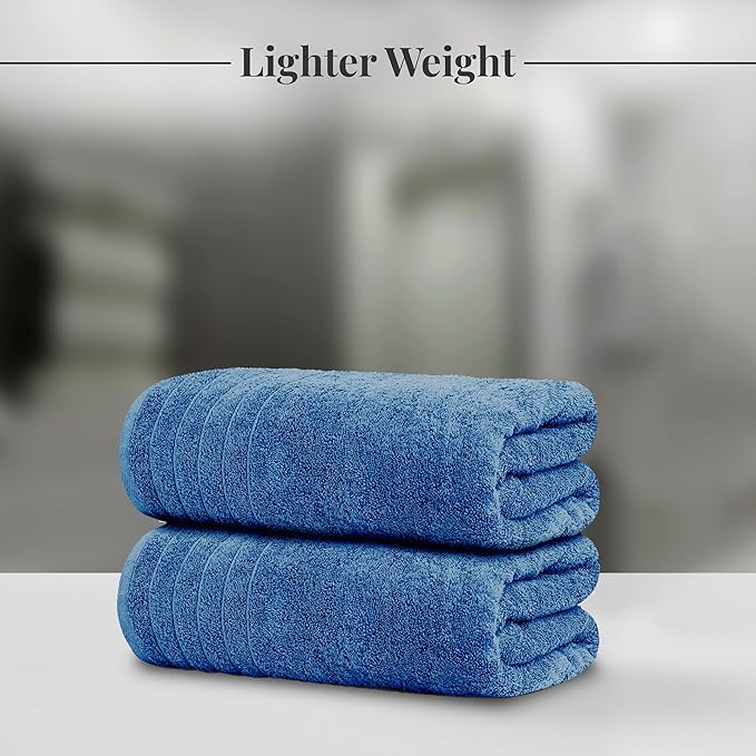 Tens Towels Pack of 2 Extra Large Bath Sheets 35 x 70 Inches 100% Cotton Larger &amp Lighter Weight Quicker to Dry Super Soft &amp Absorbent Oversized Bath Towels Blue